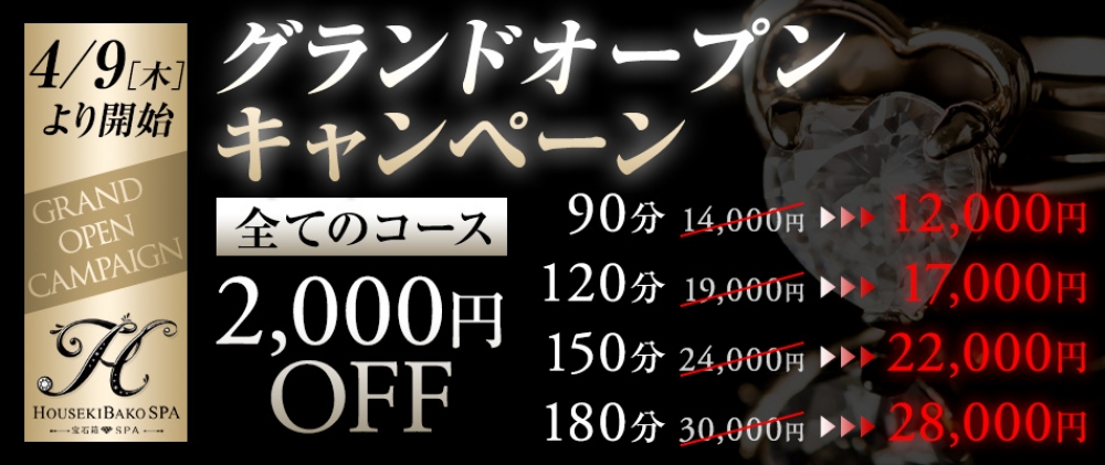 グランドオープン限定価格☆各コースから2000円引き☆